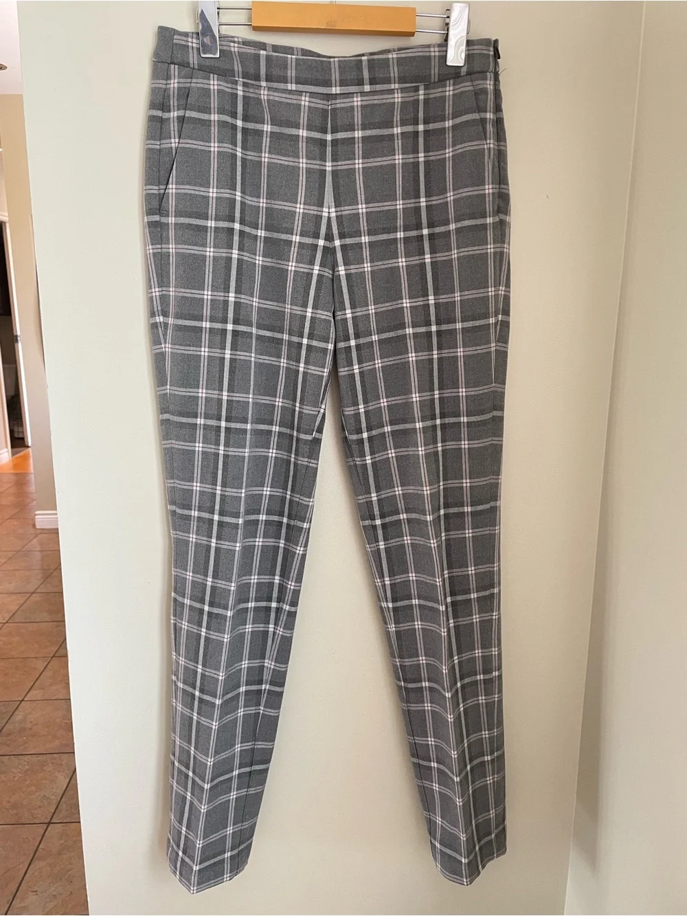 Kit and Ace Plaid Go To Trouser Pant Grey Plaid Size 8 Office Preppy Academia - Picture 4 of 12